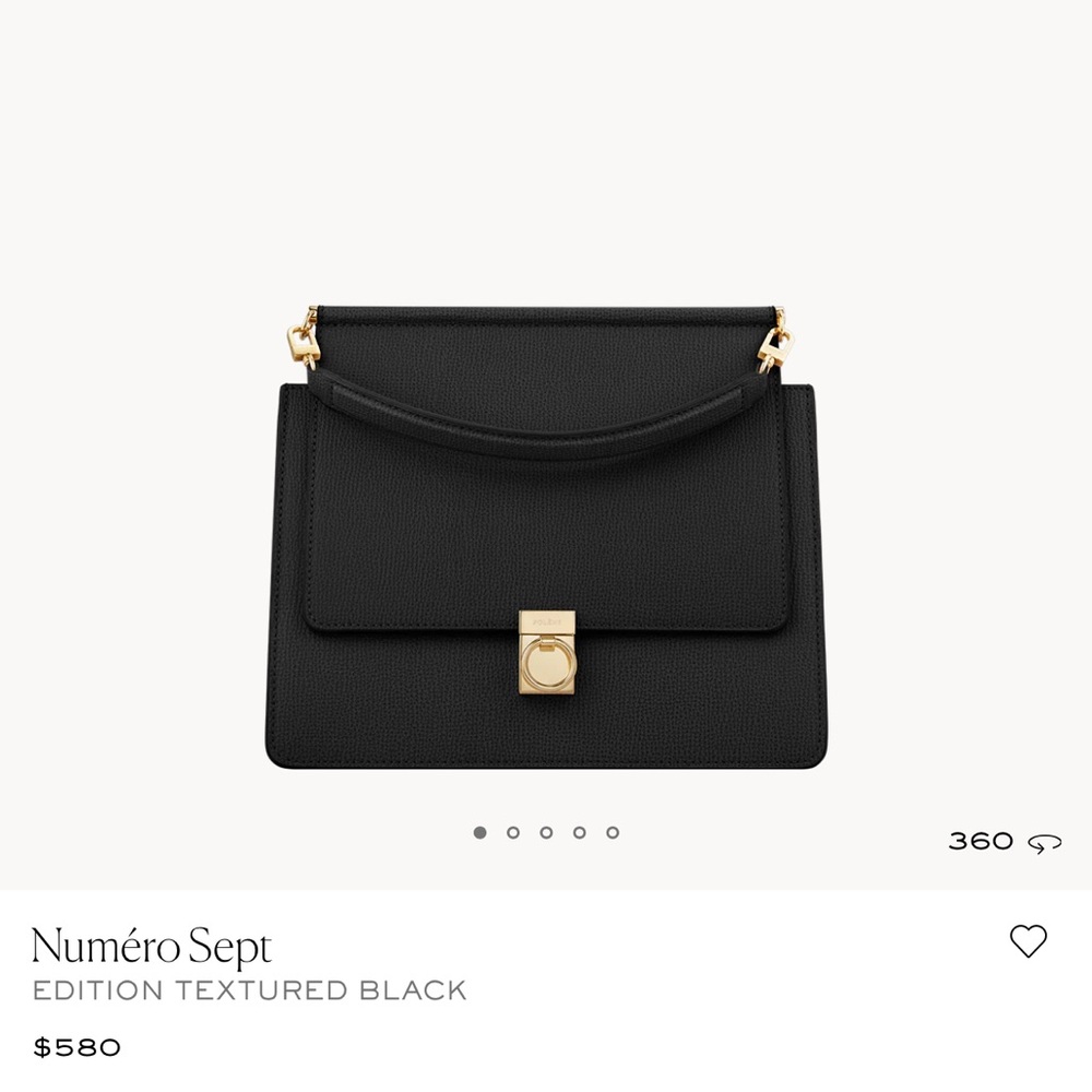 POLENE Numero Sept Black Textured Leather EUC